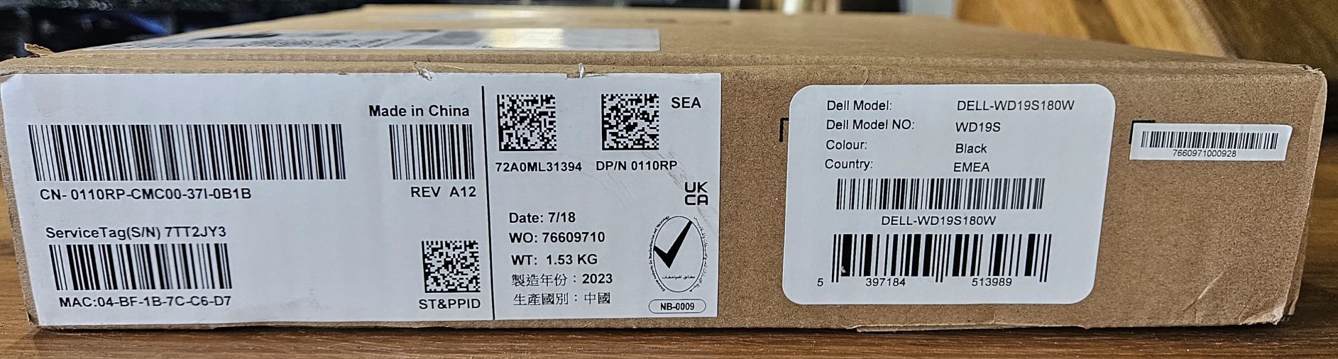 Stacja dokująca z zasilaczem Dell WD19S 180W