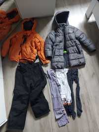Zestaw ubrań na zimę kurtka spodnie narciarskie płaszcz 122/128