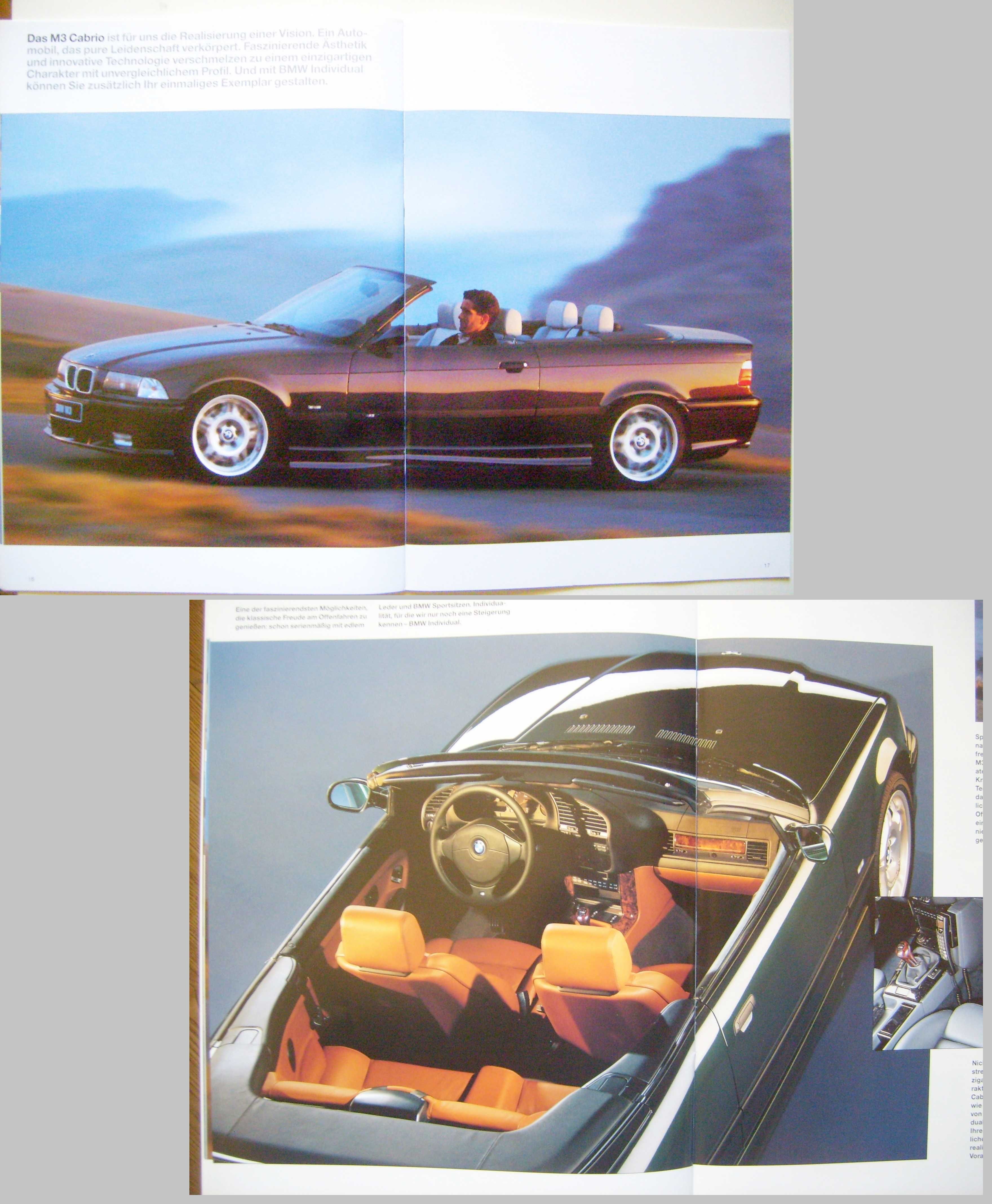 BMW M3 E36 Coupe Limousine Cabrio 2/96 * prospekt 30 str., stan BDB