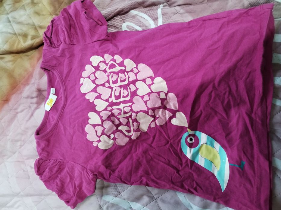 Paka 110/122 bluzek na krótki rękaw dziewczynka