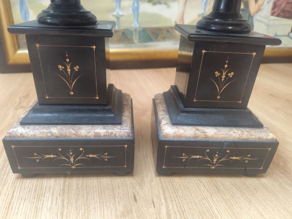 Świeczniki Marmur Czarny Stylowa Ozdoba