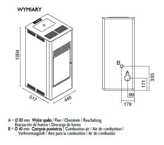 Piec na pellet EvaCalor Karina 9 kW biały tortora 25KG
