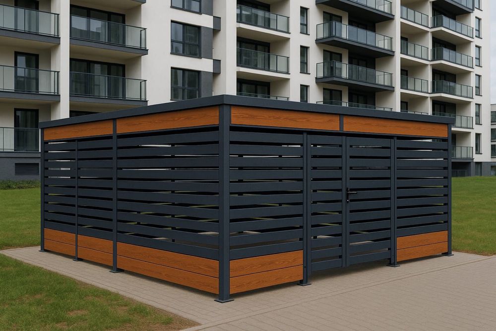 Wiata śmietnikowa altana 4x3 4x4 4x5 5x6 5x7 stalowa panelowa alu