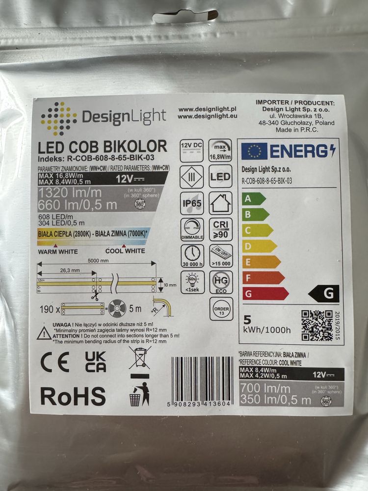 Zestaw LED IP65 Cob Bicolor