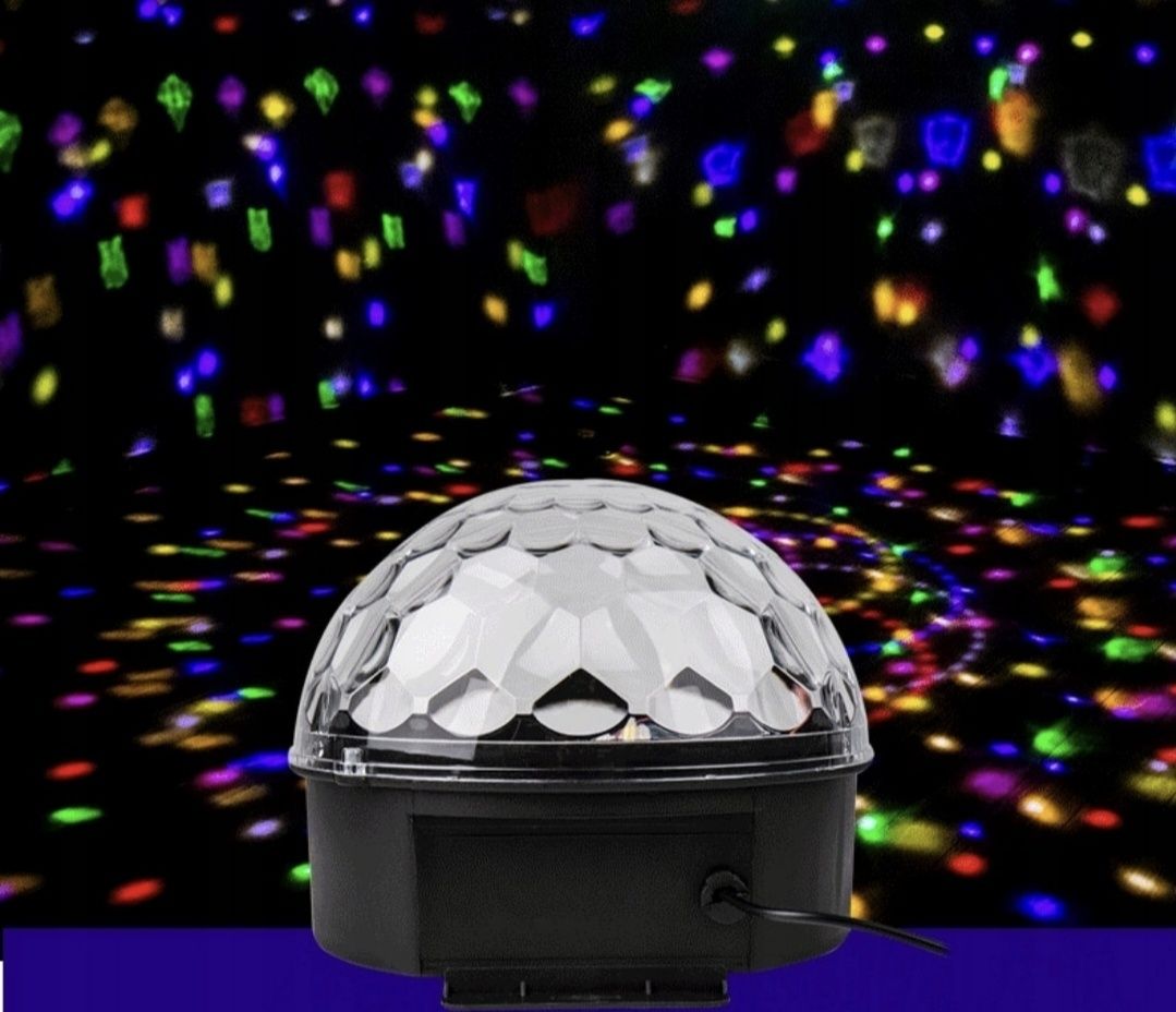 Kula DISCO LED Kula Dyskotekowa PILOT Projektor Głośnik USB RGB SD MP3