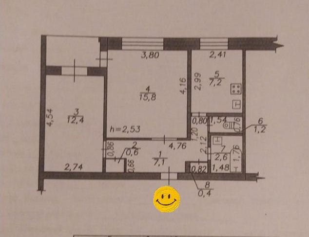 2к. квартира в центрі міста. Р-н Глінки.