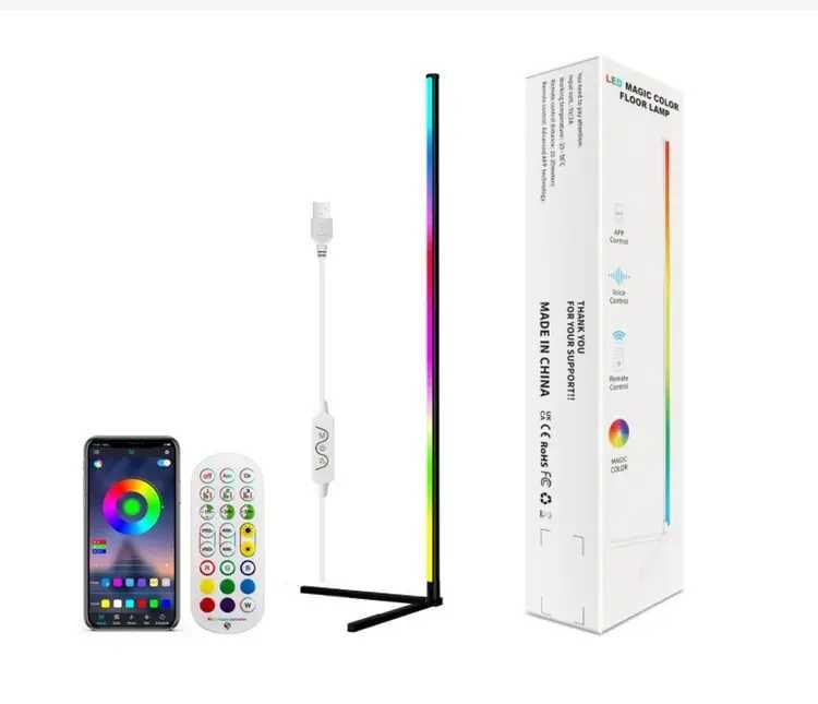 Lampa Stojąca Narożna Podłogowa LED RGB + PILOT