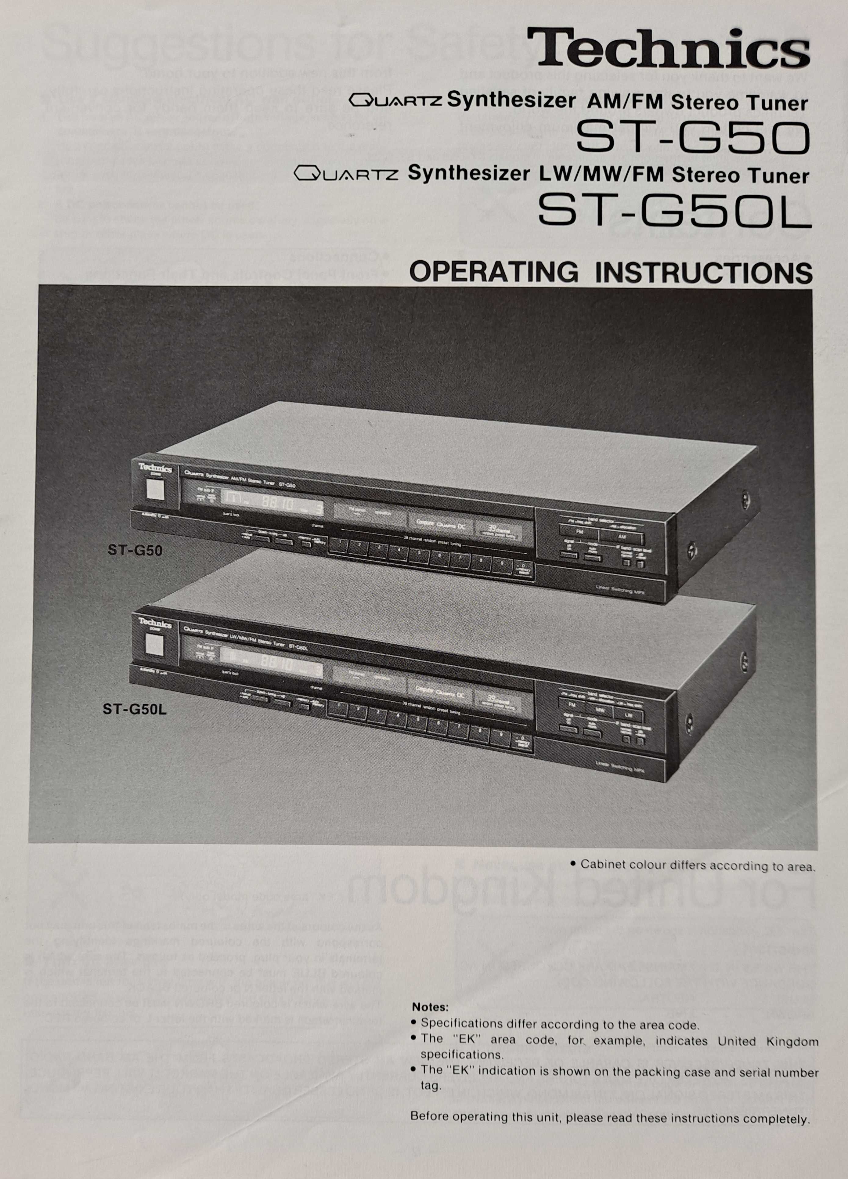 Sintonizador vintage AM/FM marca TECHNICS, modelo ST-G50