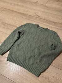 Sweter Zielony  khaki oliwkowy  122 - 128