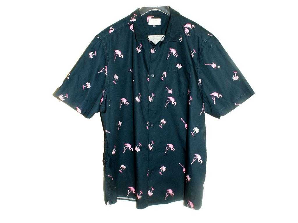 George kwiaty hawajska koszula męska hippie boho flamingi 3XL
