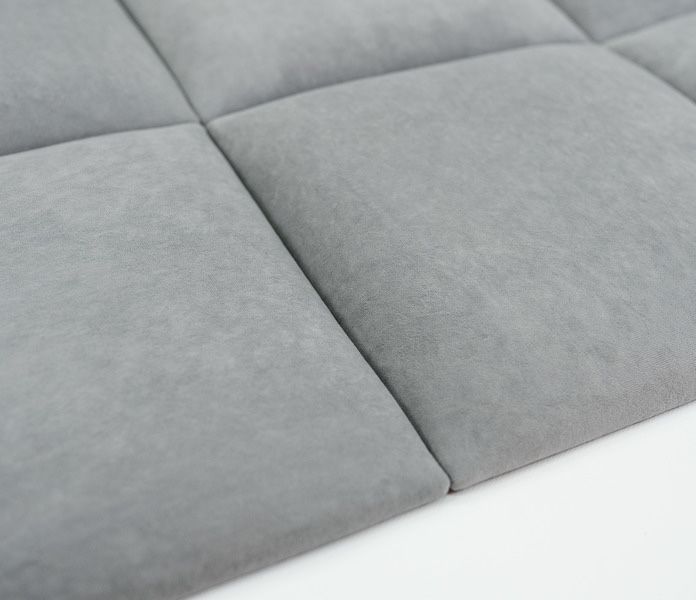 Самоклеюча м'яка стінова панель для ліжка 30см х 30см ВЕЛЮР СТАЛЬ