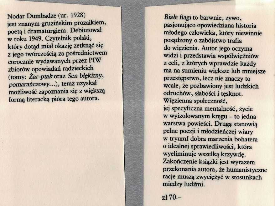 Białe flagi Nodar Dumbadze  PIW  tł. Irena Lewandowska