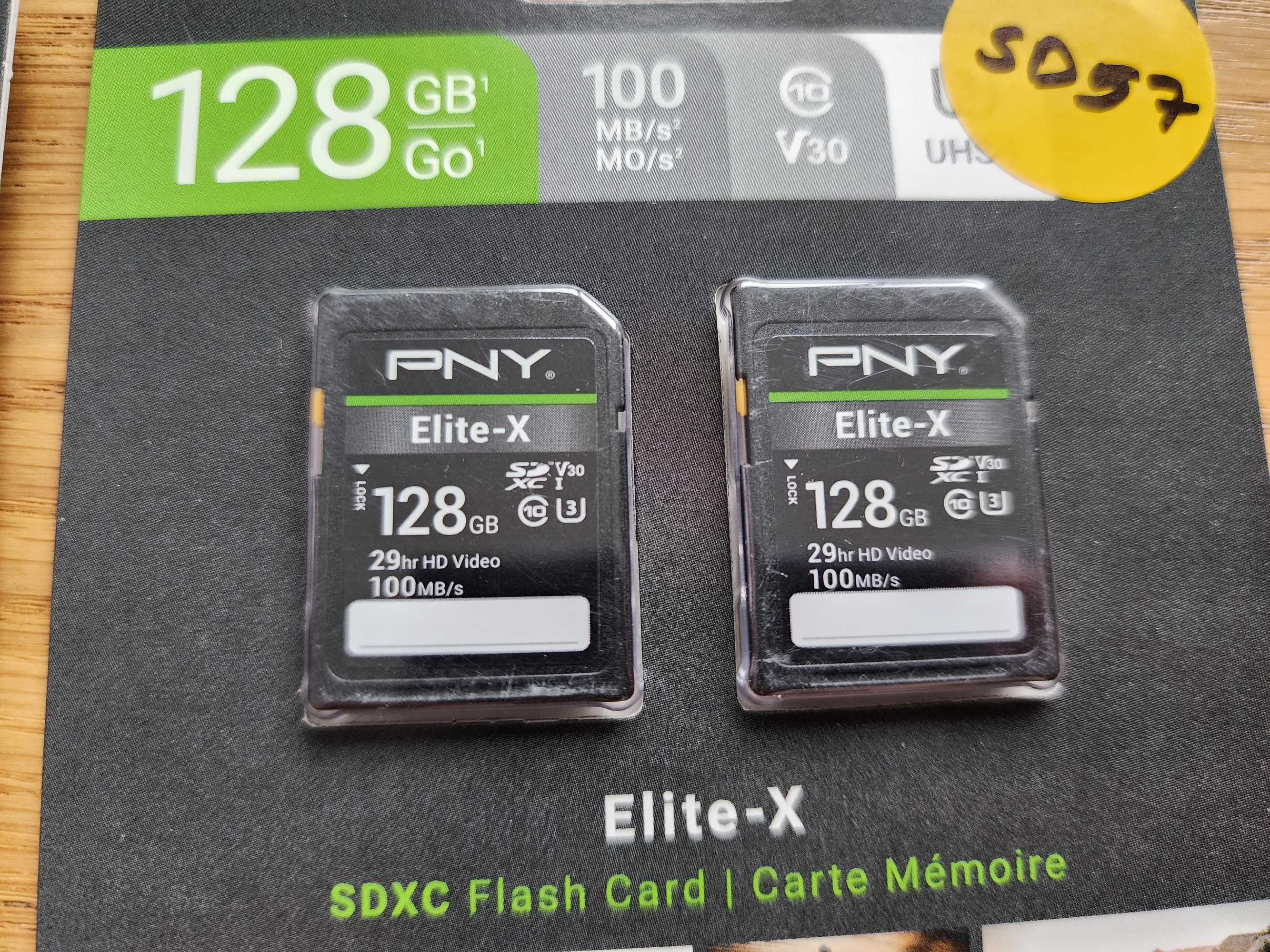 PNY 128GB Elite-X Class 10 U3 V30 SDXC 100MB/s, Class 10 U3 V30 4K 2шт