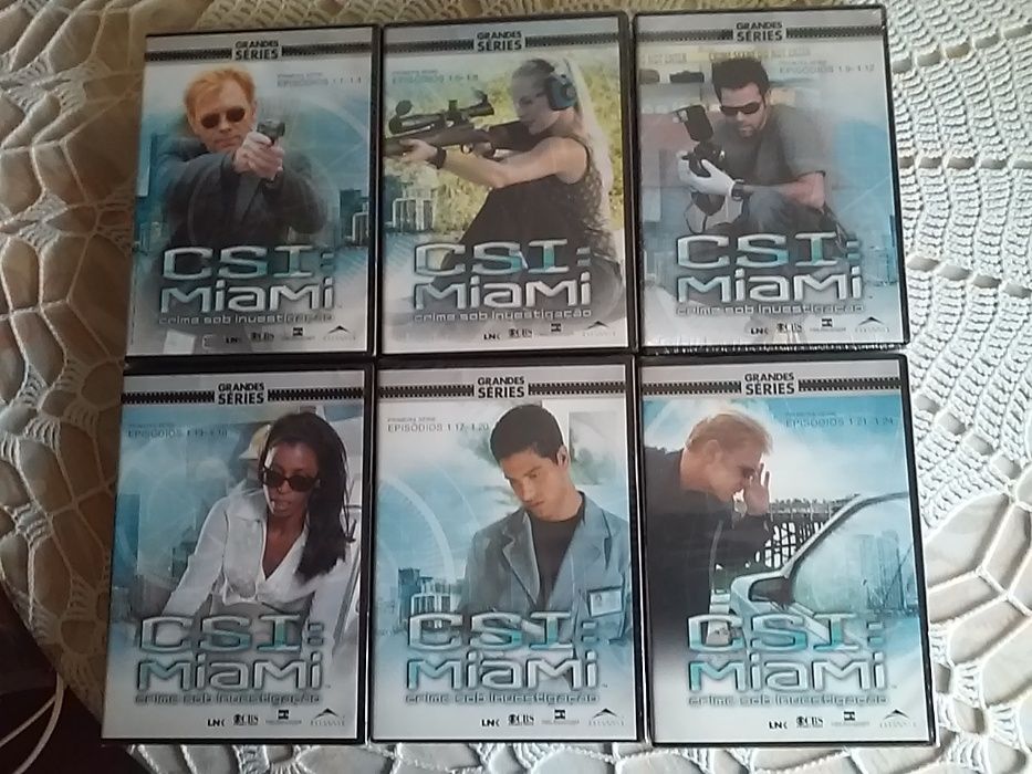 Coleção 6 DVDs primeira temporada CSI Miami ainda selados ideia prenda