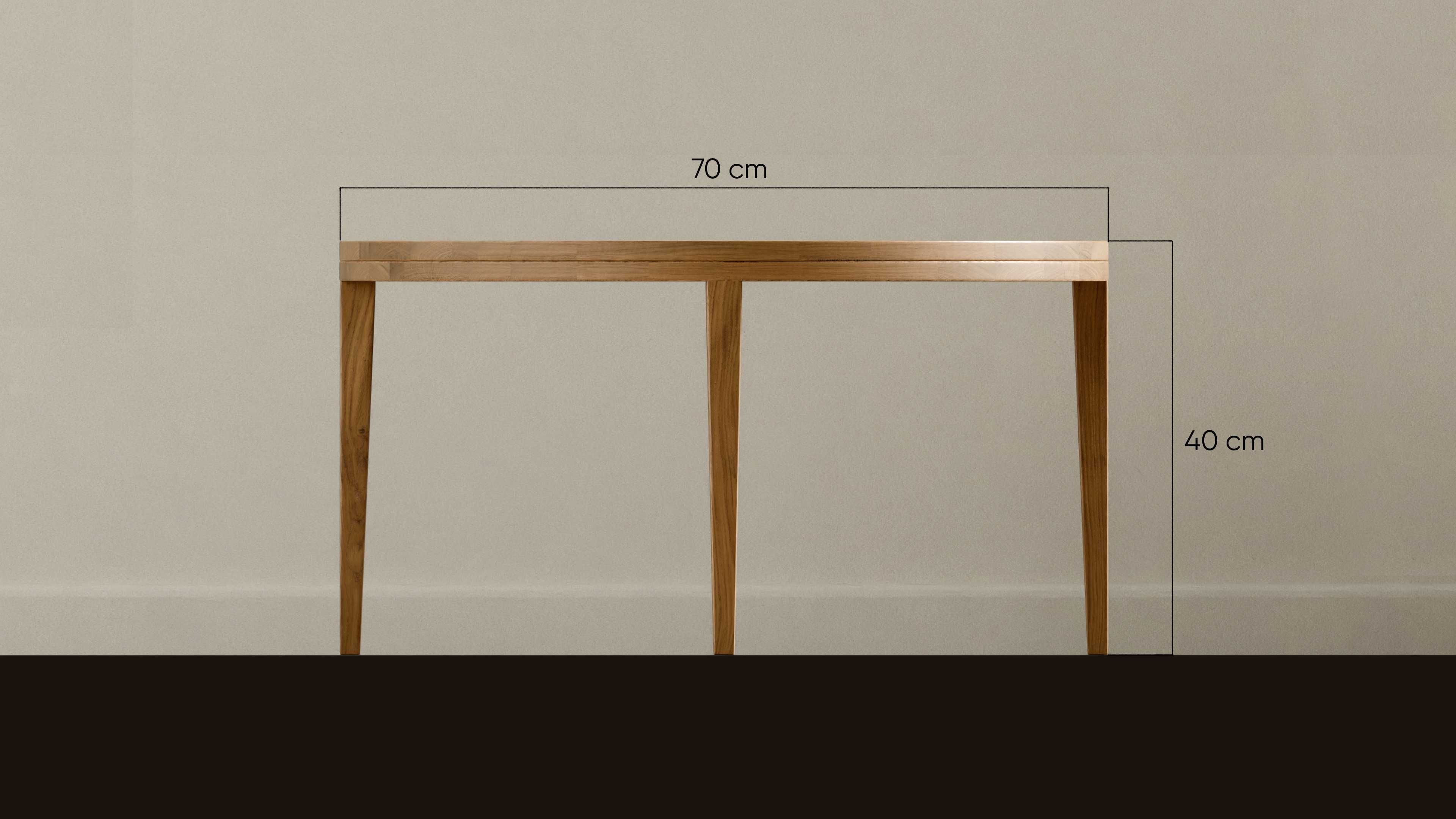 Stolik kawowy drewniany - lity dąb - okrągły - średnia 70 cm