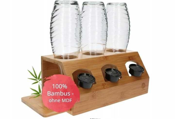 Ociekacz suszarka na 3 butelki bambusowa