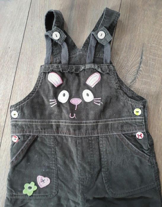 Ogrodniczki króliczek zajączek spodnie sztruks