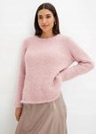 B.P.C krótki sweter w wyglądzie boucle różowy r.44/46