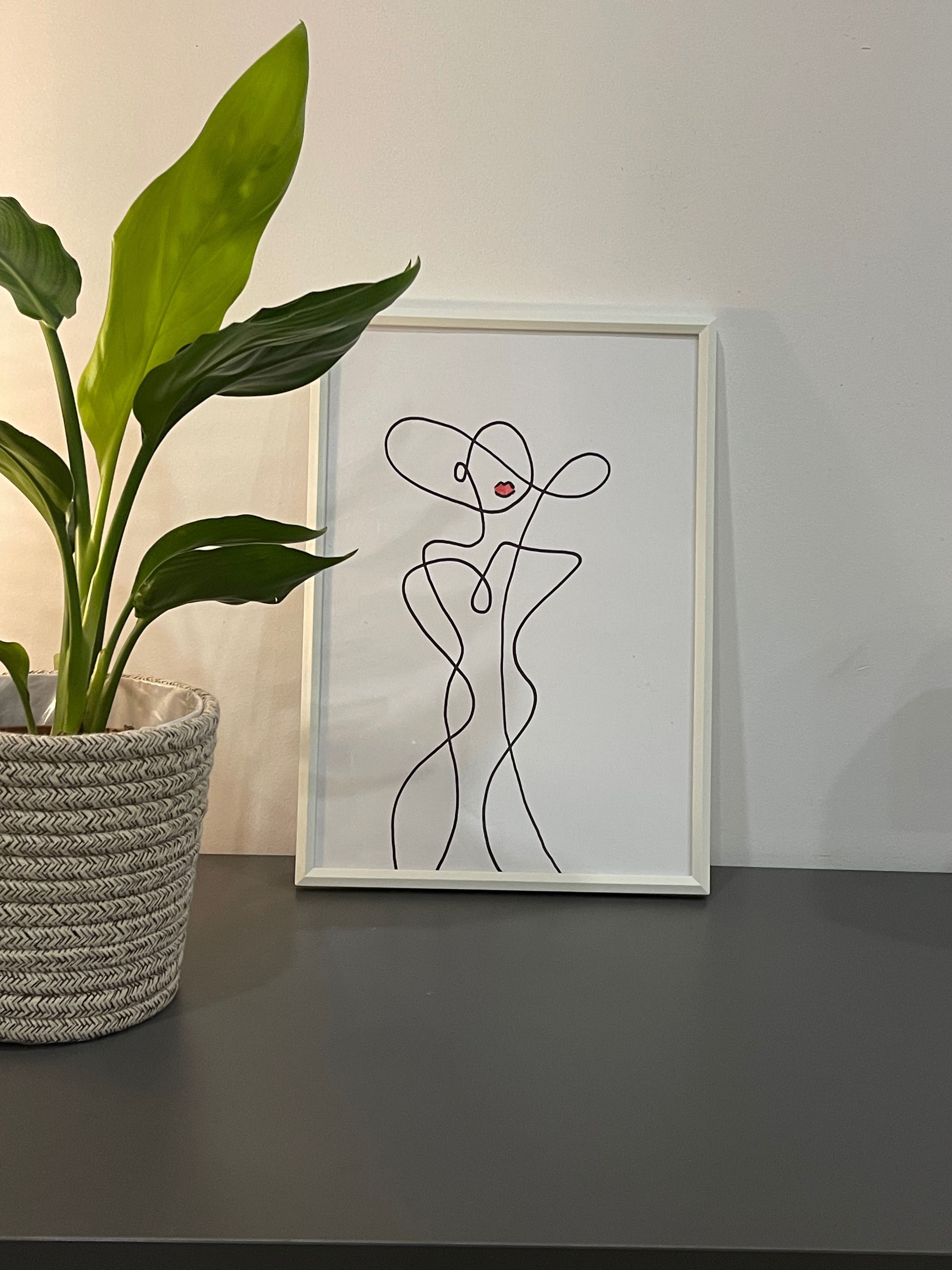 Plakat obraz boho art line kreska z ramka nowoczesny a4 21x30cm