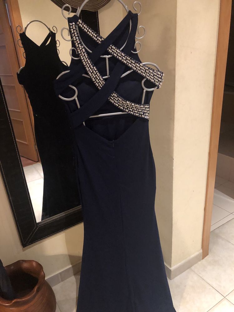 Vestido de cerimónia azul escuro