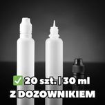 Zestaw 20 sztuk – Butelki PET 30ml z dozownikiem i nakrętką