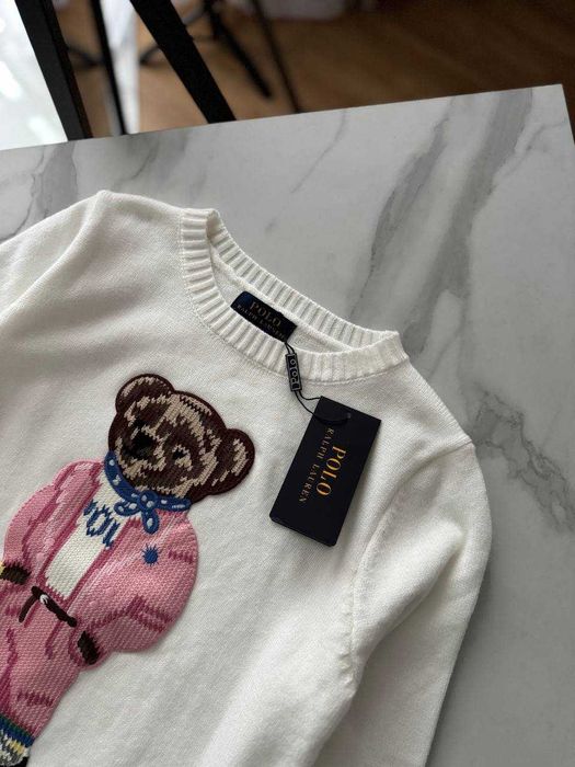 Жіночий светр Polo Ralph Lauren Polo Bear молочний трикотаж кофта