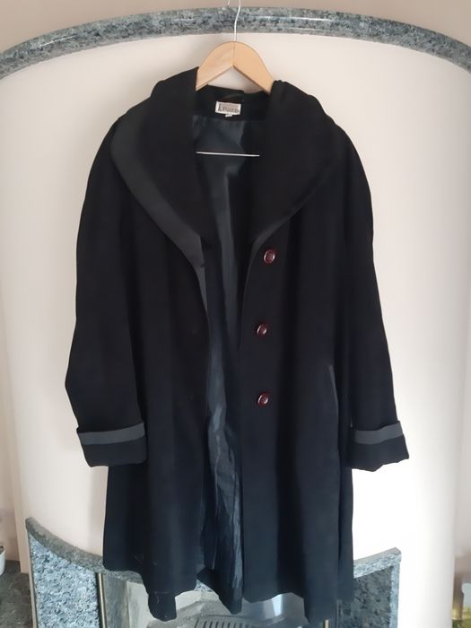 Płaszcz 44 czarny płaszczyk elegant Paris kolekcja damska glamour klas