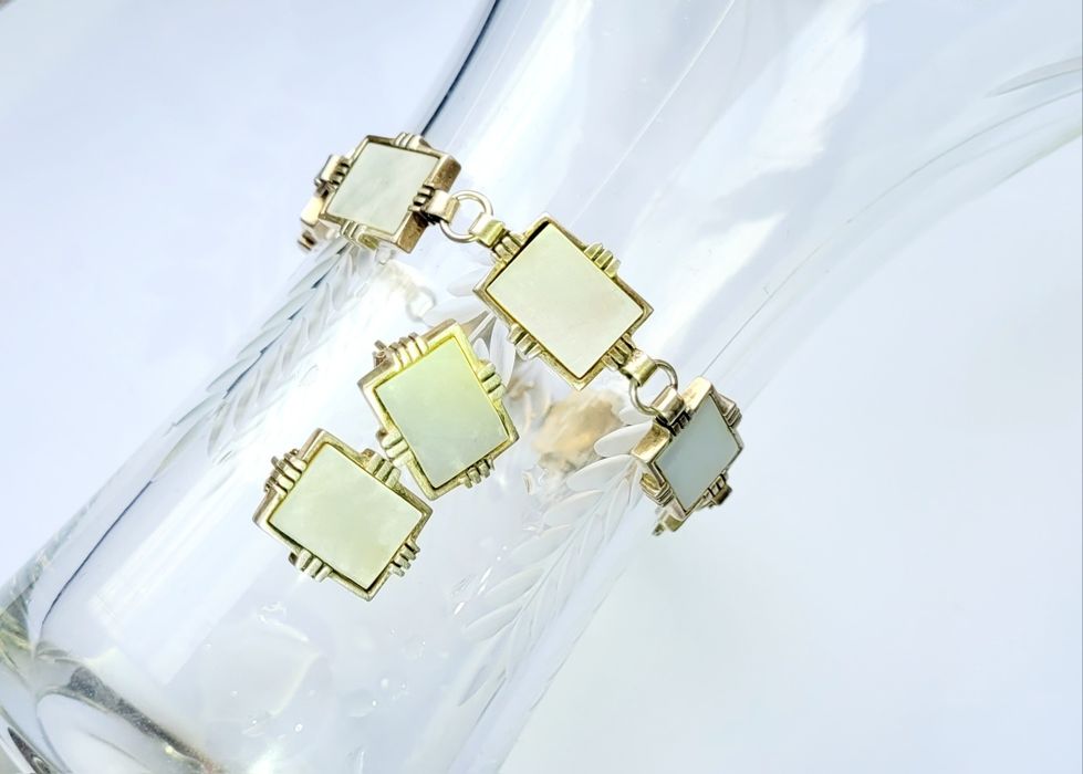 Bransoletka i kolczyki srebro 925 masa perłowa, masywne i eleganckie