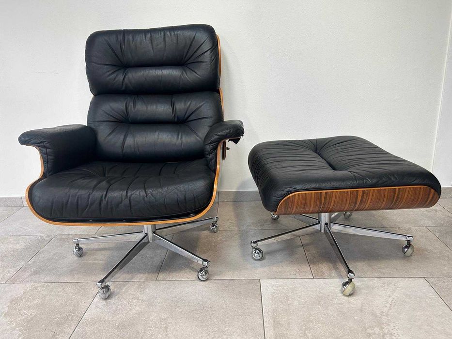 Fotel Martin Stoll dla Giroflex – oryginał z lat 70.  z podnóżkiem