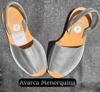 AVARCA Menorquina srebrne sandały espadryle r.35 skóra