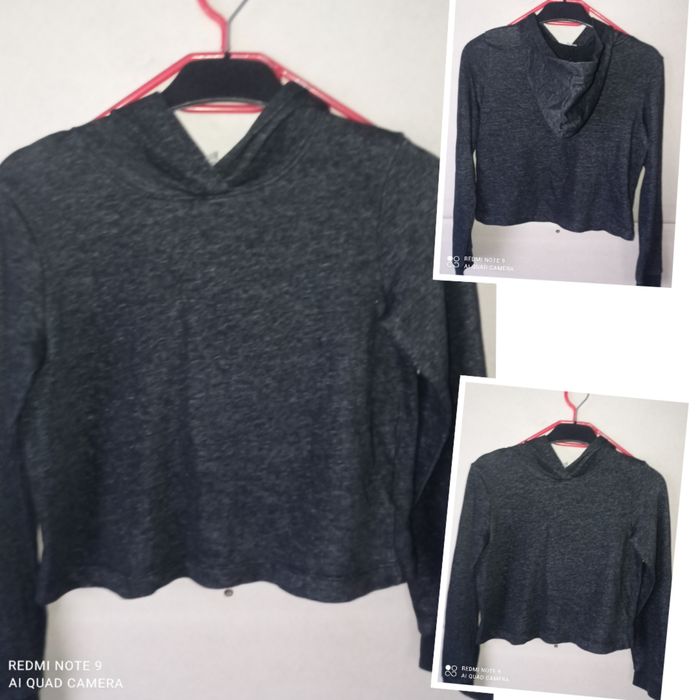 H&M grafitowa bluza z kapturem dla dziewczynki rozmiar 146-152 cm