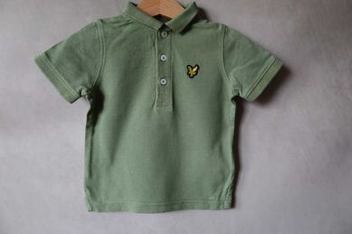 Koszulka polo 80 86 LYLE&SCOTT zielona t-shirt z kołnierzykiem oliwkow