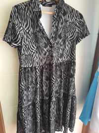 Sukienka ażurowa Mohito zebra czarna tiulowa biała M