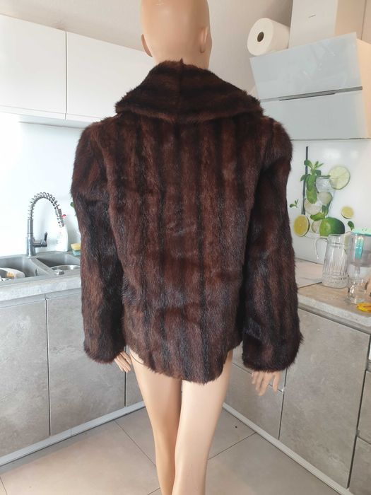piękne futro kurtka z norek brązowe ok L
