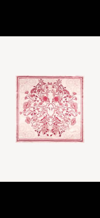 Jedwabna apaszka damska w kwiatowy print TRANNI biała bizuu biała red