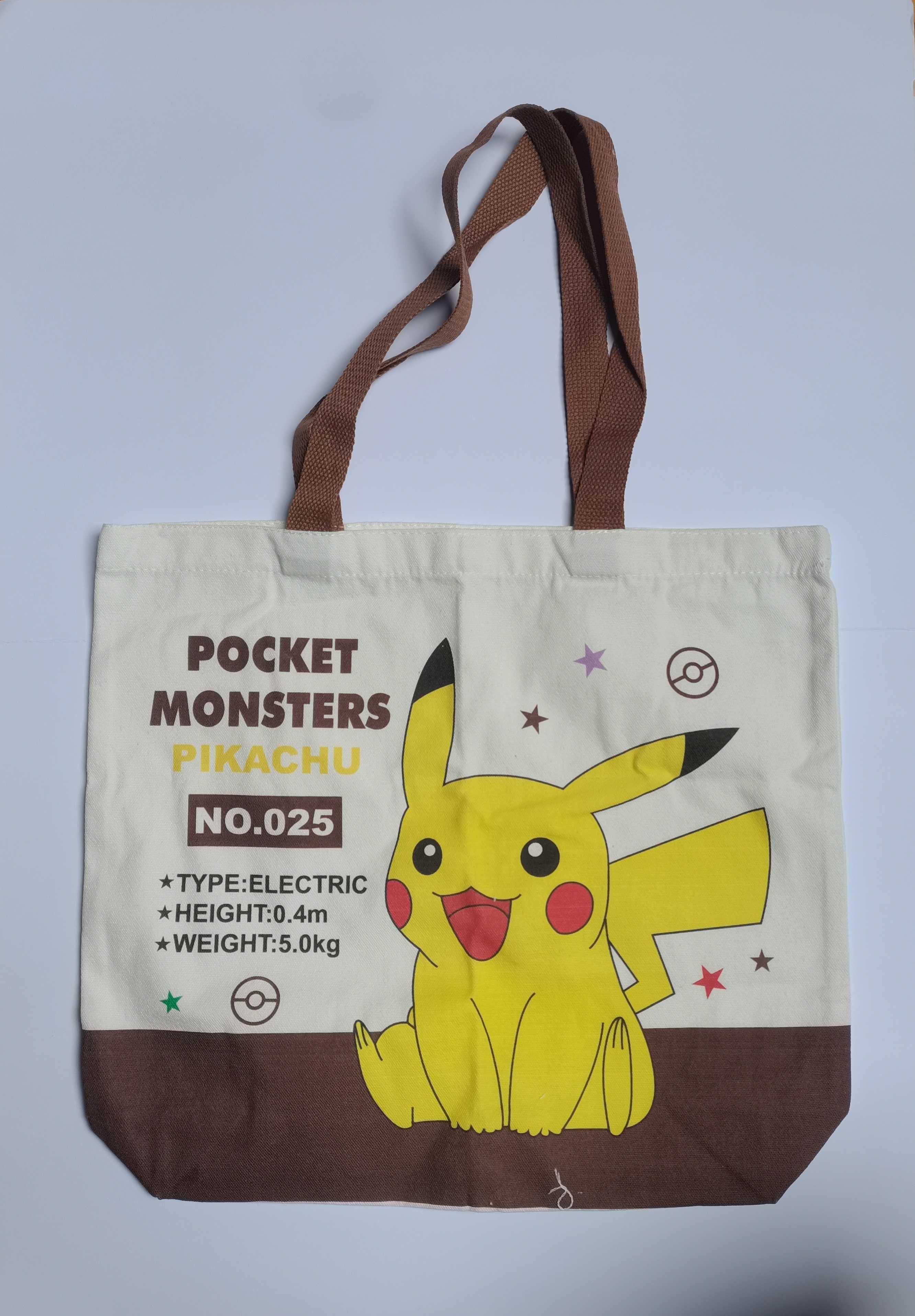 Duża materiałowa torba na zakupy, shopperka: Pokemon Pikachu