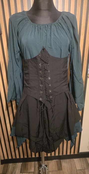 Sukienka gotycka średniowiecze gorset elf r. S przebranie karnawał