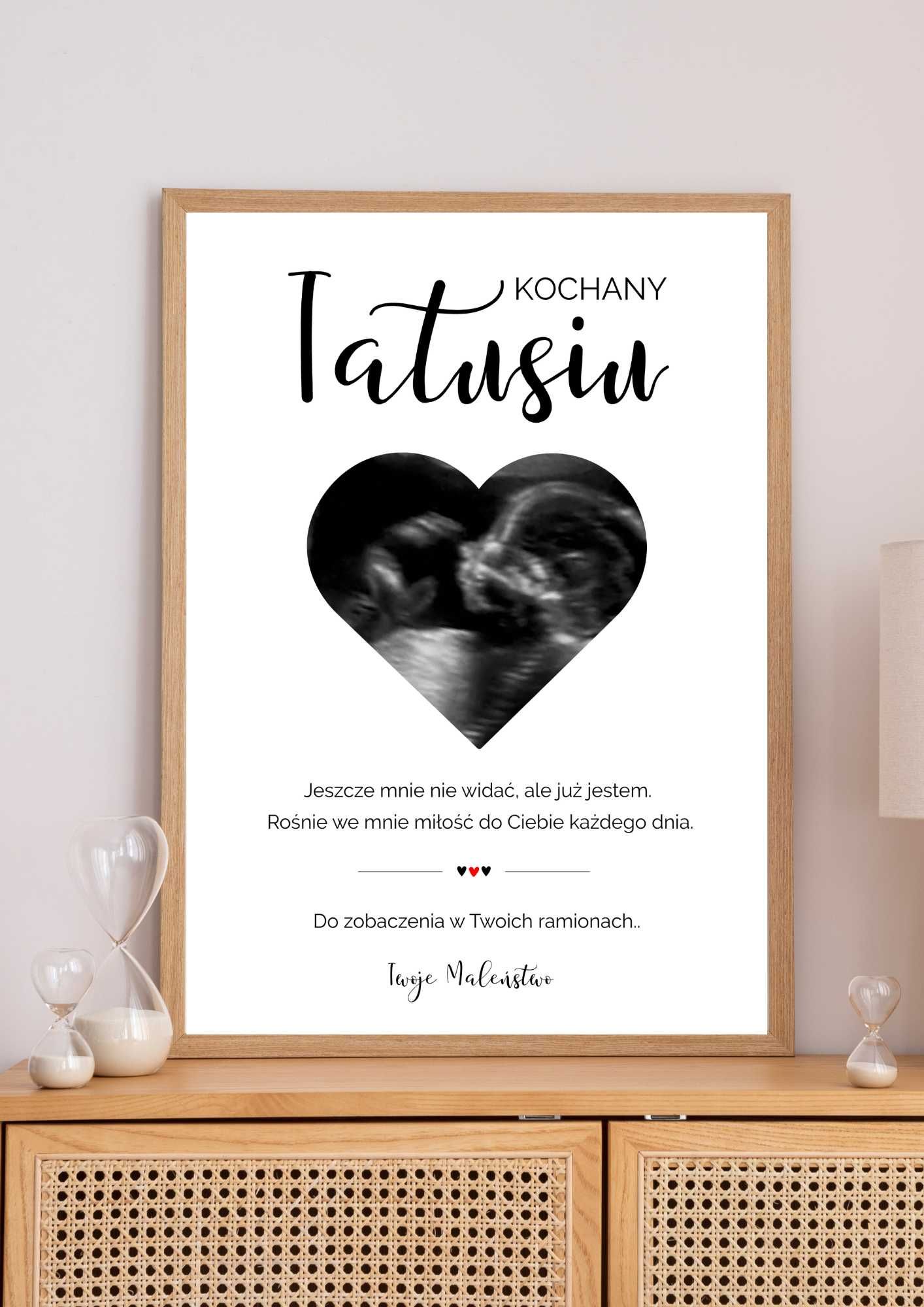 Plakat Zostaniesz tatą A4 w ramce Prezent z okazji ciąży