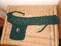 Bolsa cintura verde escura de lã