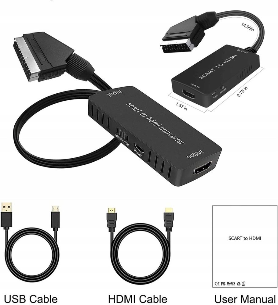 Adapter Scart do HDMI Konwenter HD 1080P