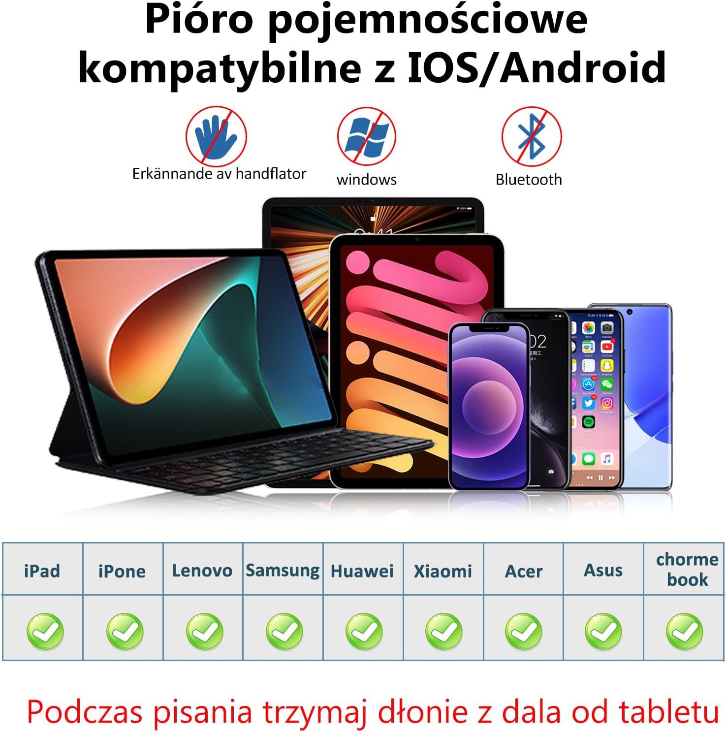 Rysik do Android iOS Uniwersalny Precyzyjny + 3 Końcówki + Rękawiczka
