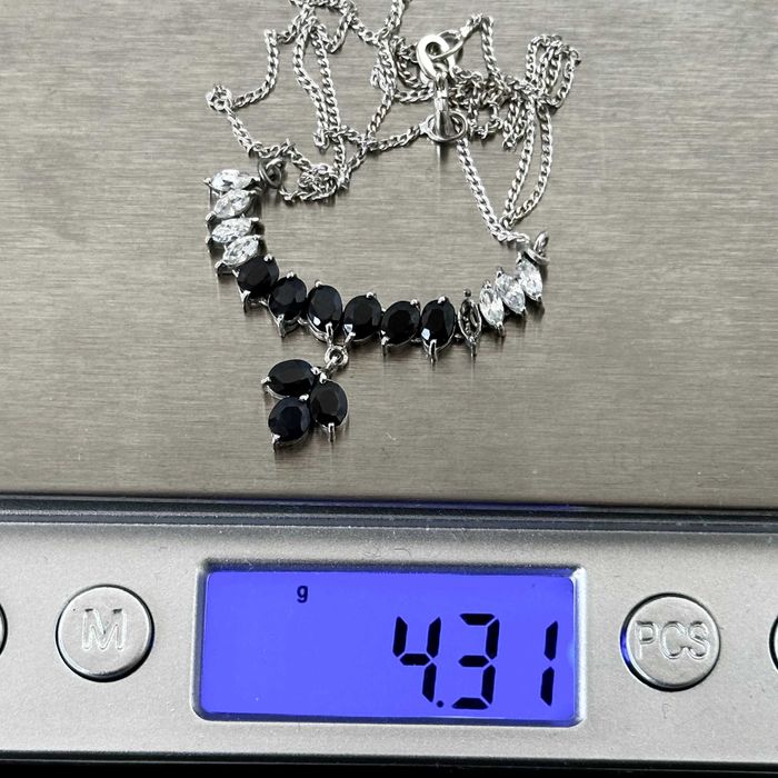 Srebrny naszyjnik z Szafirami i Cyrkoniami - próba srebra 925