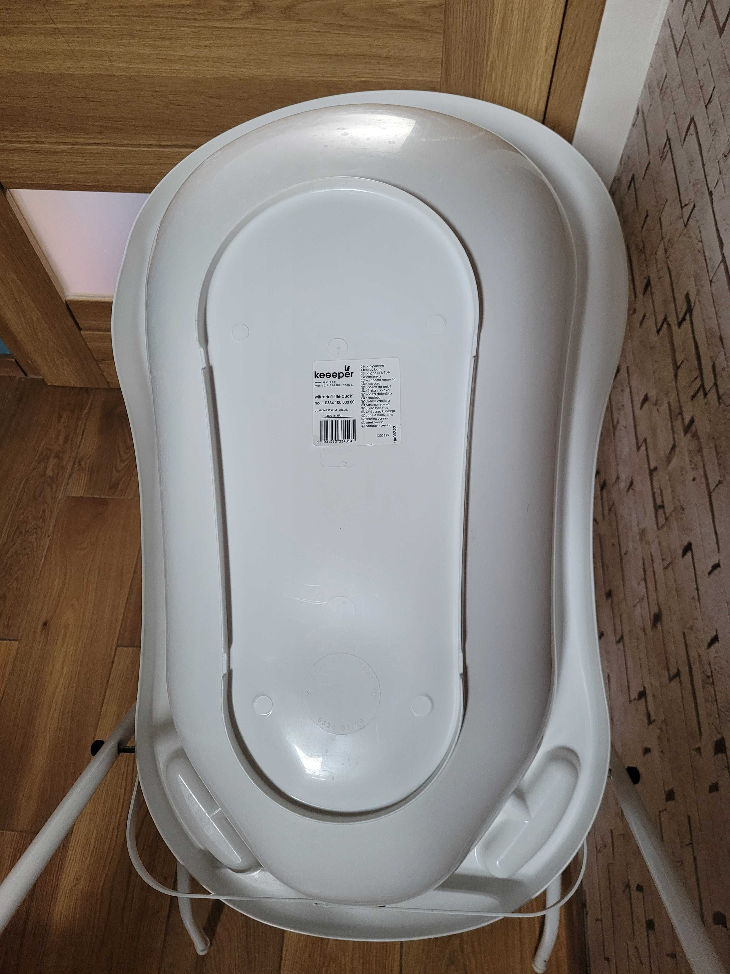 Wanienka Keeeper + stojak + 2 ręczniki kąpielowe zestaw