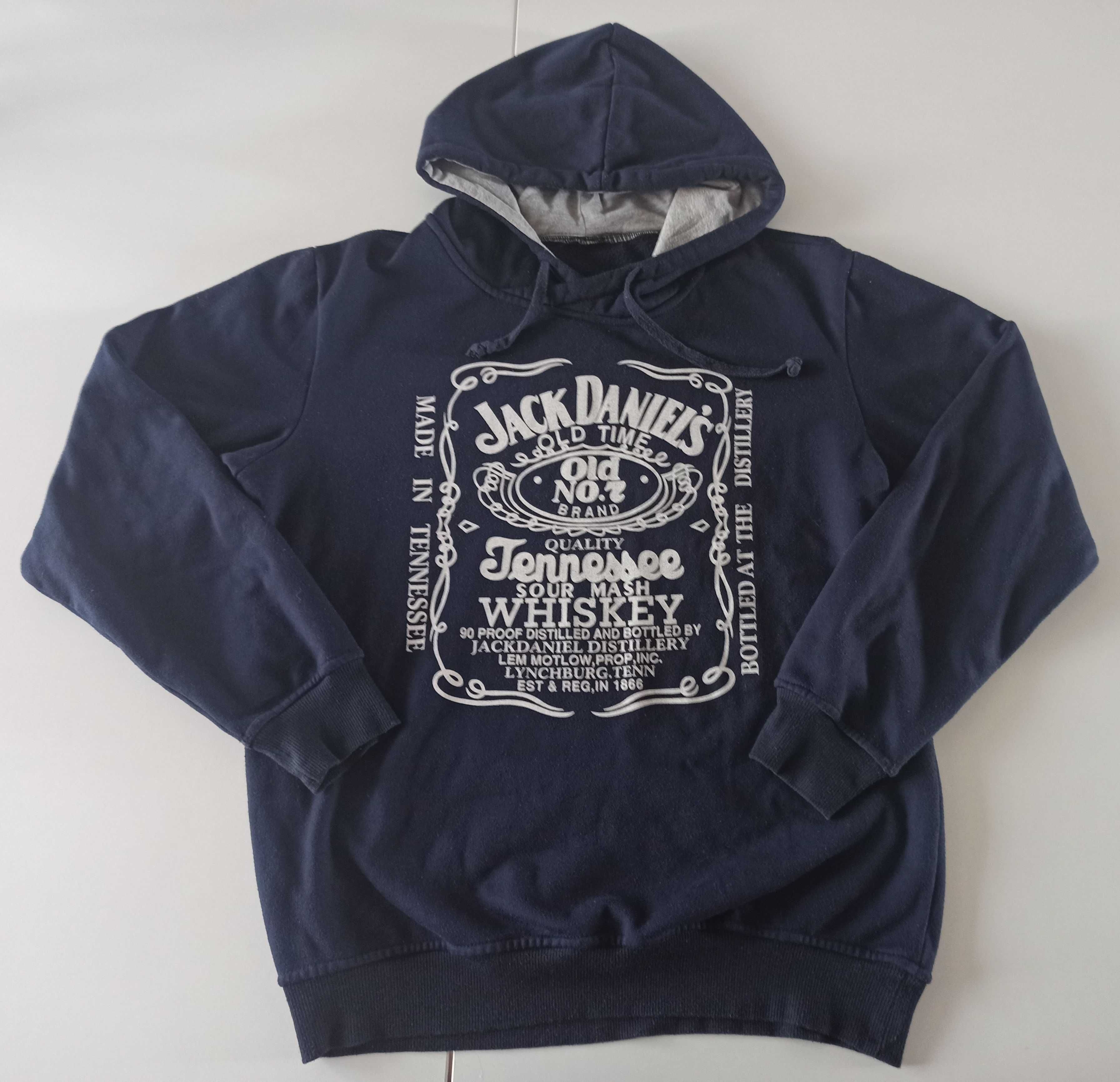 bluza z kapturem Jack Daniels rozmiar L granatowa nadruk whisky