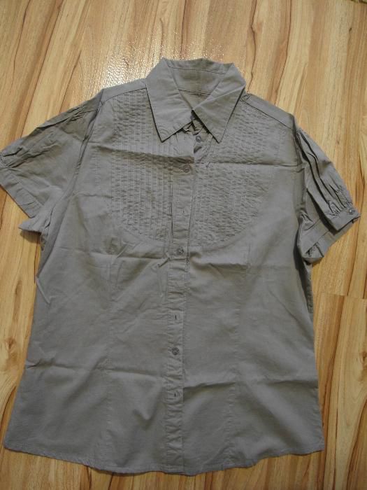 szara koszula bluzka krótki rękaw L jak nowa