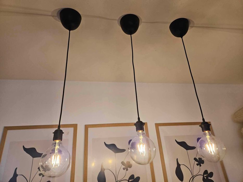 3 lampki, lampy wiszące Loft