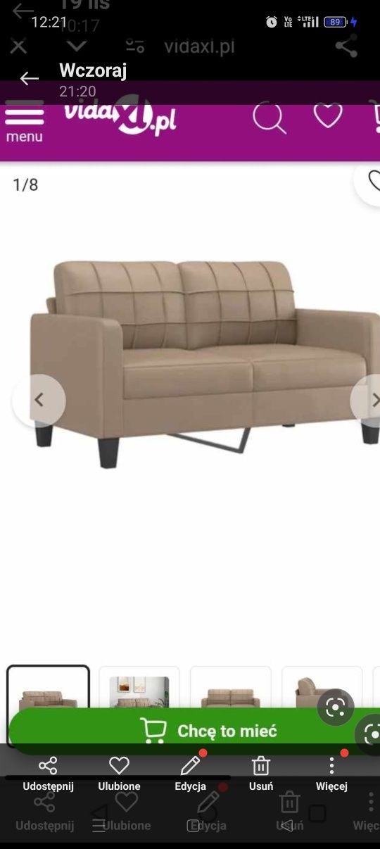 Wypoczynek sofa,fotel , kolor cappuccino.