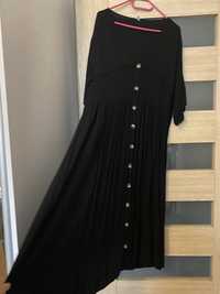 Czarna długa sukienka midi na krótki rękaw r. EU 48/4XL 100% wiskoza