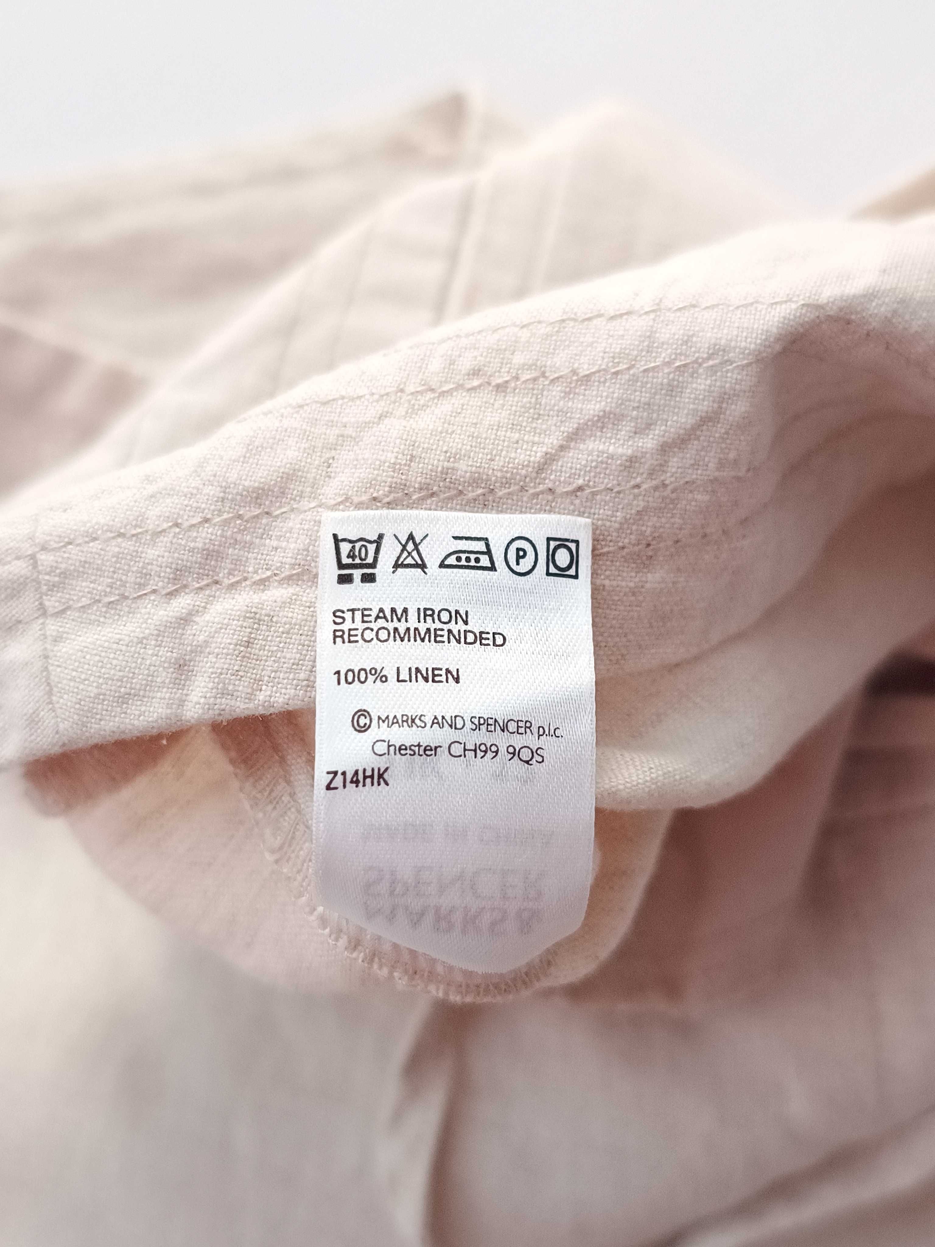 Beżowe spodnie do kostek szerokie nogawki 100% len Marks&Spencer 40 L