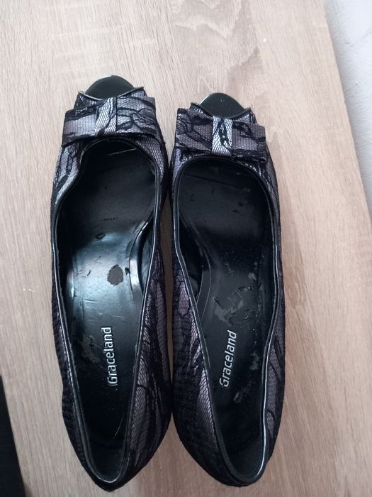 Szpilki damskie czarno szare roz.40 wymiary opis